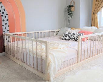 Handcrafted Montessori Toddler Floor Bed Frame for Independent Sleep and Safe Transitions, Chemical-free