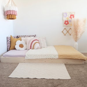 Floor Bed for Toddler, Montessori Bed Frame with Slats, Low Profile Kids Bed Frame, Twin Size, Full Size, Floor Bed Frame Breathable