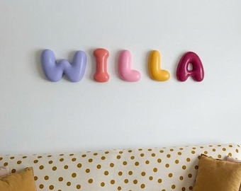 Letras grandes en 3D con efecto burbuja, letrero con nombre, decoración para habitación infantil.