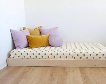 Montessori Floor Bed Frame with Slats: Sizes Crib, Twin, Full, Queen