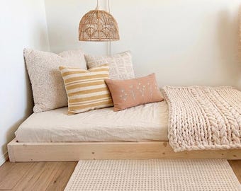 Montessori Floor Bed Frame with Slats: Sizes Crib, Twin, Full, Queen