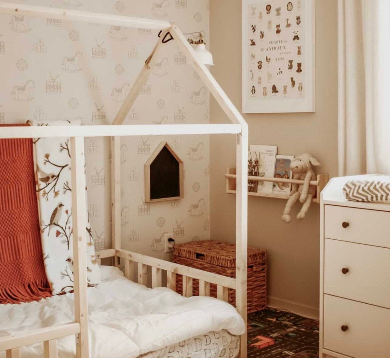 Full Bed Toddler Twin House Beds Wood Montessori Bed Frame Kids