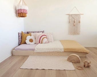 Montessori Floor Bed Frame with Slats: Sizes Crib, Twin, Full, Queen