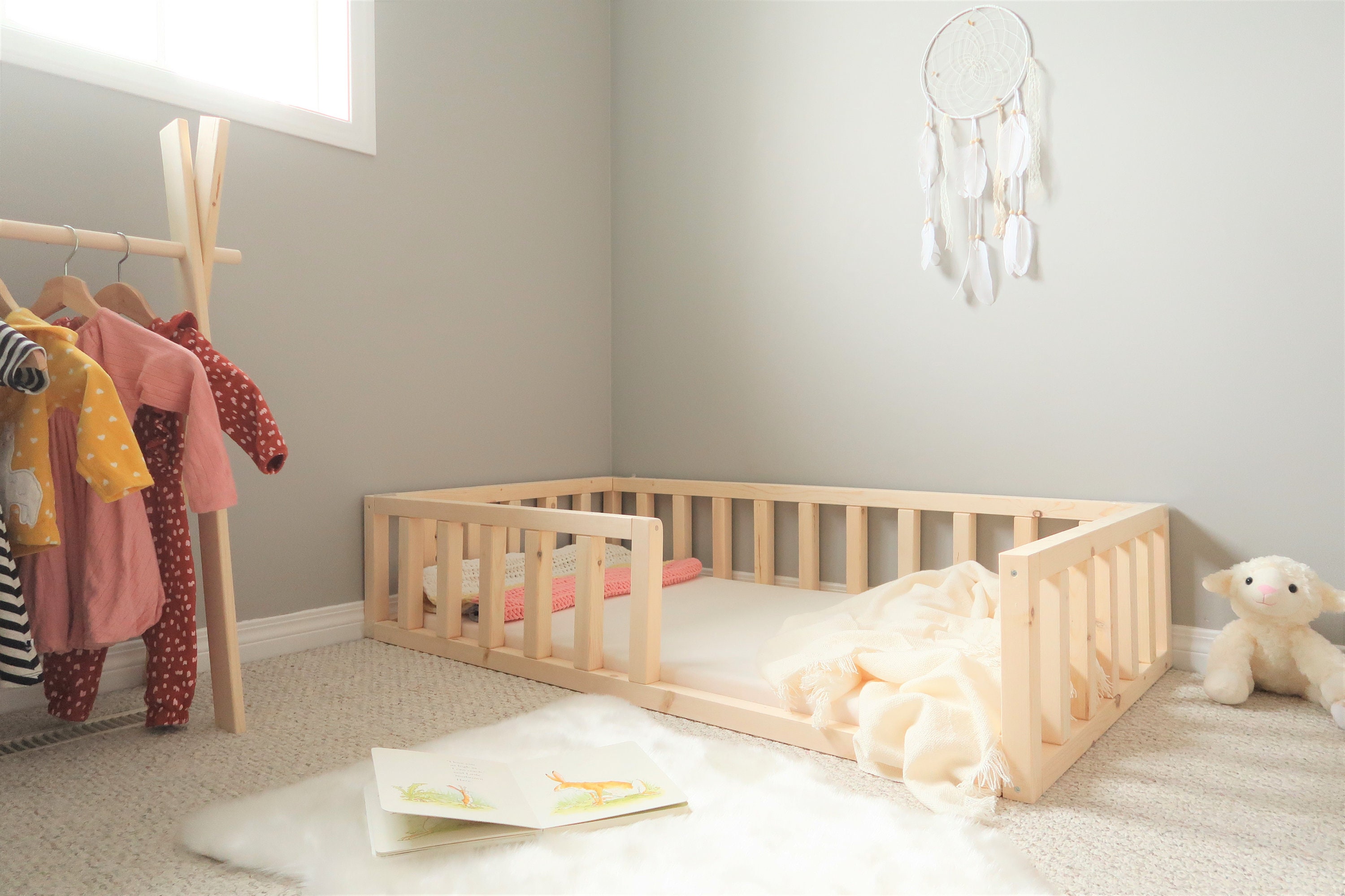 Toddler Floor Bed Toddler Floor Bed Rails Floor Bed Toddler Etsy