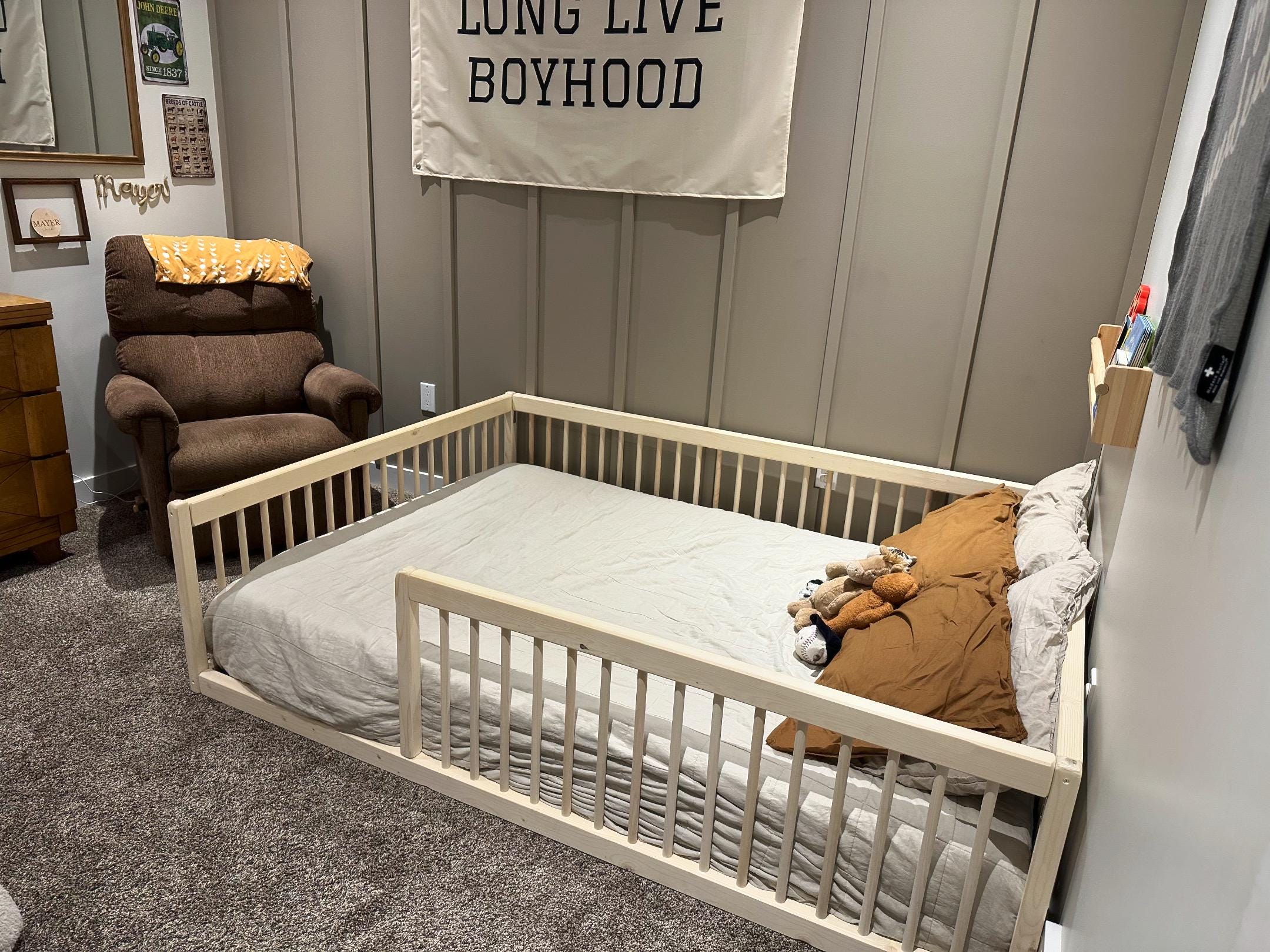 Montessori Floor Bed With Rails Toddler Floor Bed Frame Kids Bed Kids Floor  Bed Montessori Kids Floor Bed - Etsy 日本