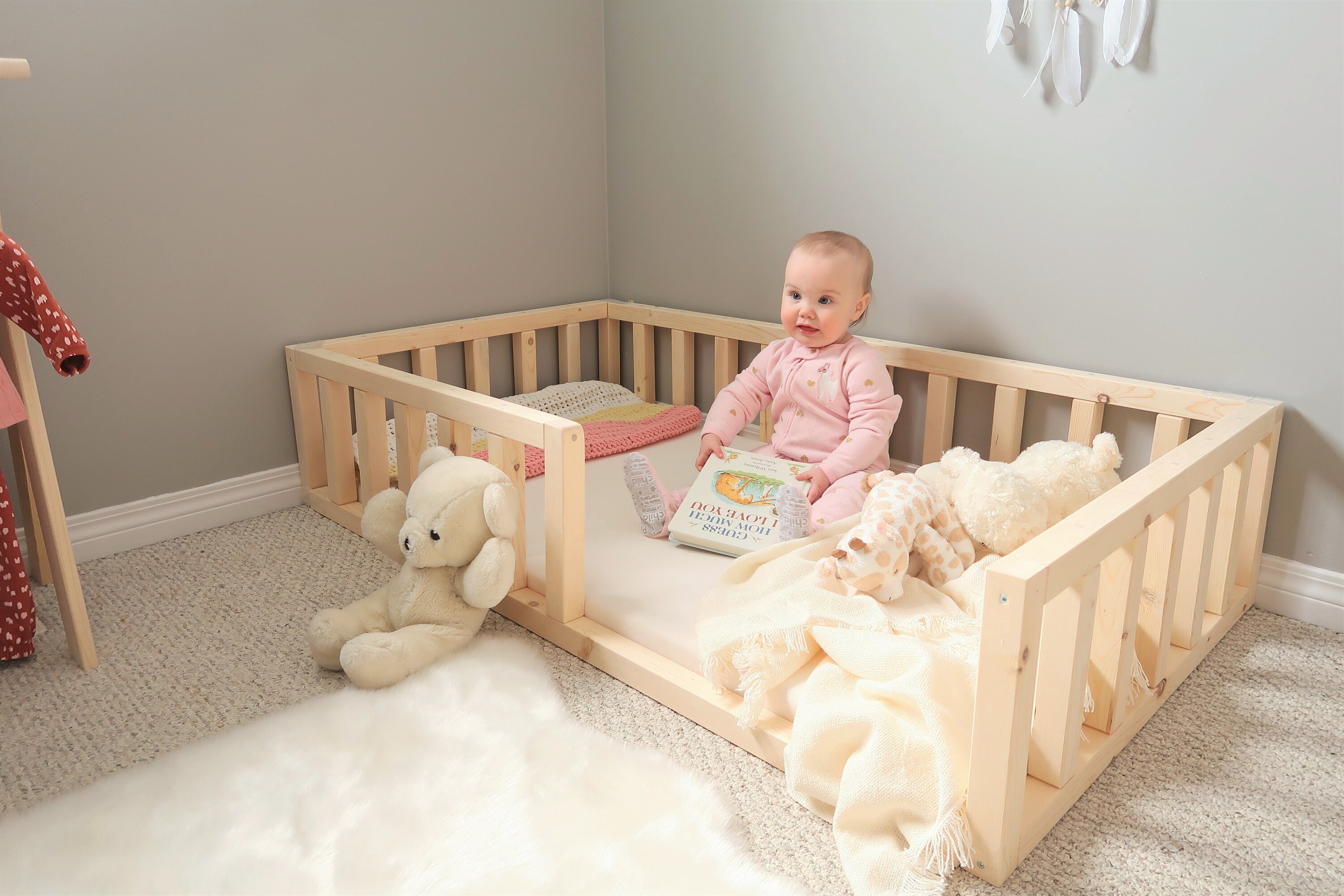 Montessori Floor Bed Frame Rails Floor Bed With Rails Toddler Etsy Canada