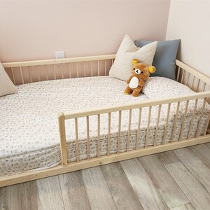 Montessori Floor Bed With Rails Toddler Floor Bed Frame Kids Bed Kids Floor Bed Montessori Kids Floor Bed Queen image 8