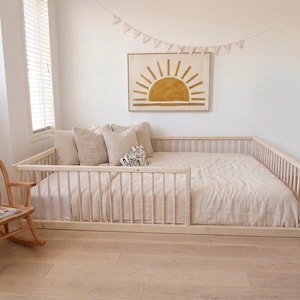 Montessori Floor Bed With Rails Toddler Floor Bed Frame Kids Bed Kids Floor Bed Montessori Kids Floor Bed