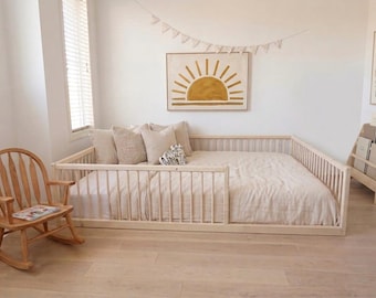 Montessori Floor Bed With Rails Toddler Floor Bed Frame Kids Bed Kids Floor Bed Montessori Kids Floor Bed