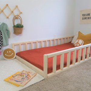 Montessori Floor Bed With Rails Floor Bed Frame Kids Montessori Bed Floor Twin Bed Frame Full Floor Bed With Rails Montessori Kids Bed