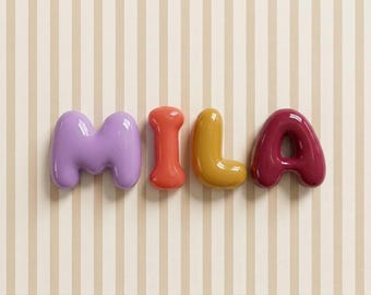 Letrero personalizado con letras de burbujas para decoración de guardería o regalo para baby shower