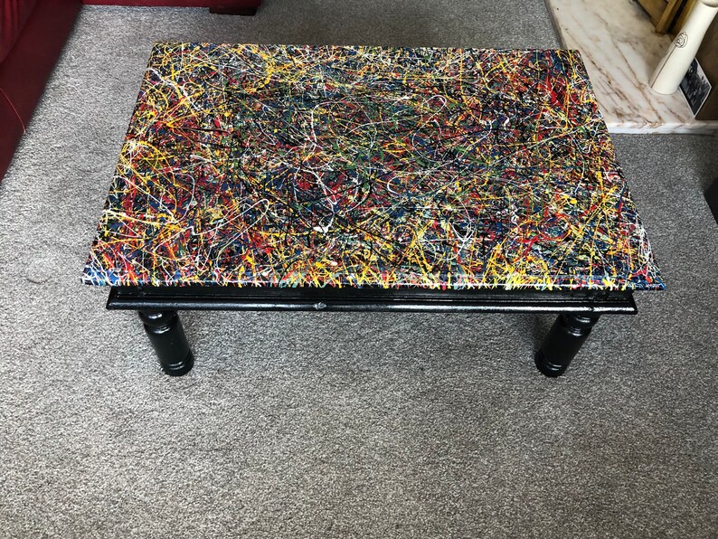 Upcycled Coffee Table Inspired by Jackson Pollock. Splatter Etsy UK