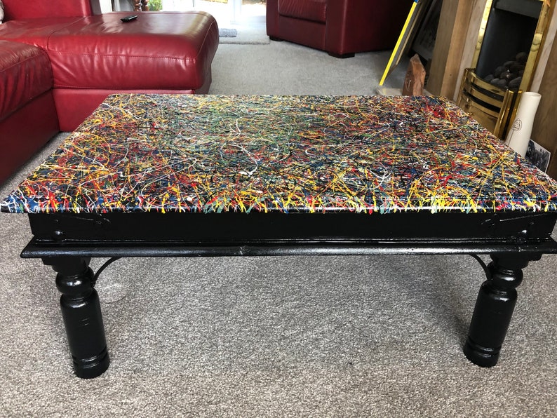 Upcycled Coffee Table Inspired by Jackson Pollock. Splatter Etsy UK