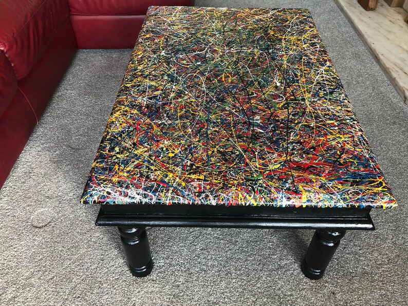 Upcycled Coffee Table Inspired by Jackson Pollock. Splatter Etsy