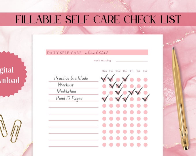 Self Care Check List Self-care Planner, Selfcare Journal Tracker ...