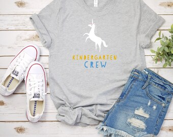 Kindergarten Crew Unicorn,Teacher TShirt, Teach Shirt, Teacher Shirt, Cute Shirt for Teachers,Teacher Gifts, Elementary School Teacher Shirt