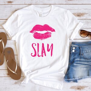 Slay Shirt, Slay All Day Shirt, Workout Shirt, Women&#39;s Fitness Tops, Gym Tees