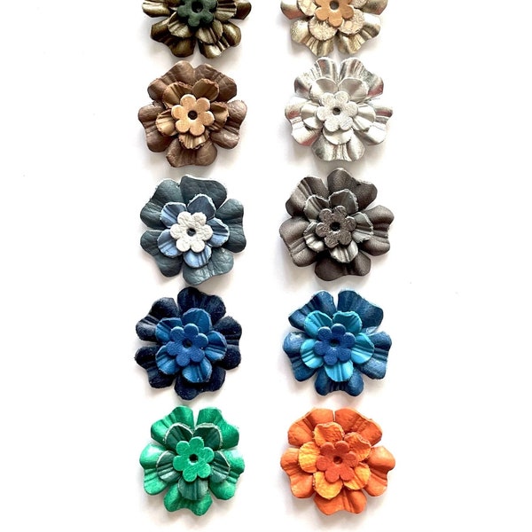 multicolor leather flower size 1.5 inch