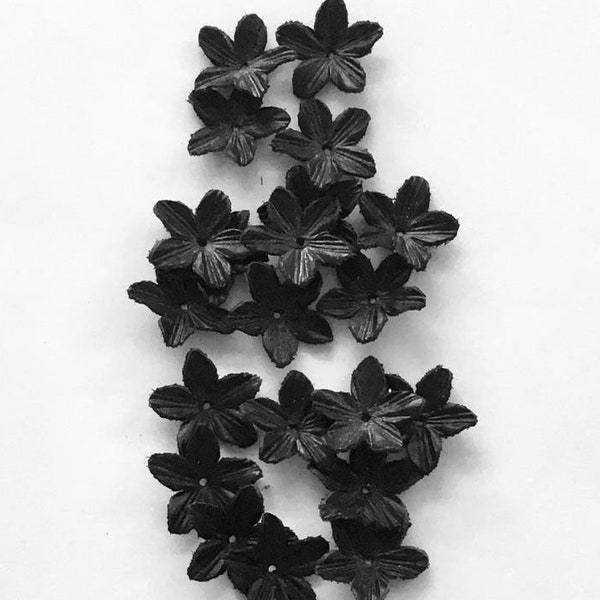 black soft leather flower set