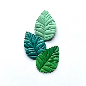 Lederblätter Mix aus Grüntönen Preis für 3 Blätter Größe 4 x 6 cm