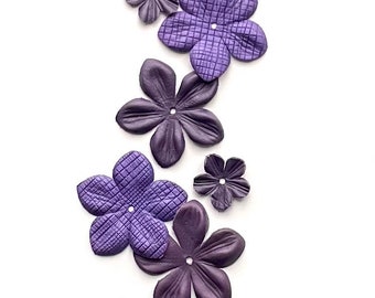 soft leather purple flowers set of 7 pcs