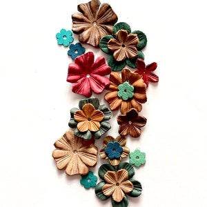 leather flower set of 19 pcs