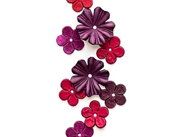 purple leather flower set of 9 pcs