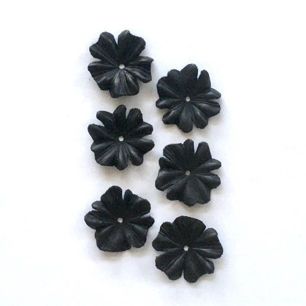soft black leather flowesr set of 6pcs size 1.5inch