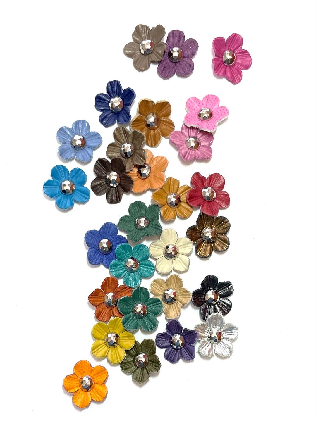 Leather Flowers With Metallic Rivet, 1 Inches Size Etsy