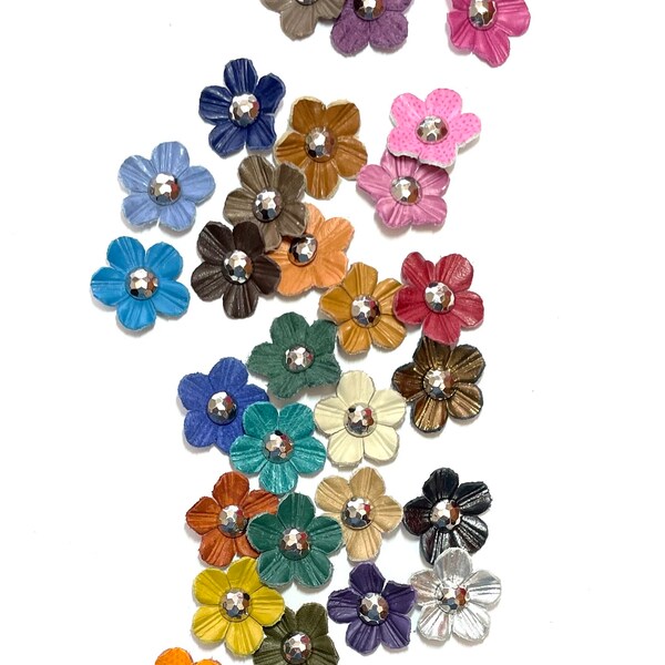 leather flowers with metallic rivet, 1 inches size