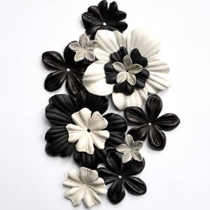 leather flower black and white
