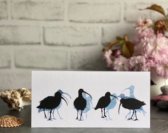 CARD - curlew - bird design - recycled card