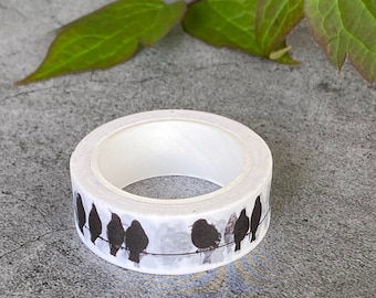 WASHI TAPE: starlings on a wire- bird design, paper tape, washi - 5 rolls