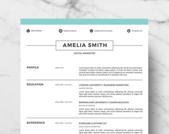 Professional Resume Template | Resume Template for Word | Creative Resume Design | CV Template for Word | Instant Download | Easy Edit