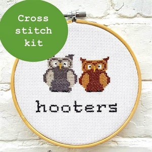 Cross stitch kit **Hooters** subversive, cheeky, quirky, rude, everything you need!