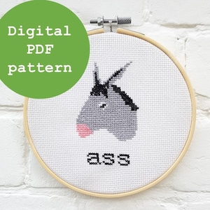 Cross stitch PDF pattern **Ass** - subversive, cheeky, quirky, instant download