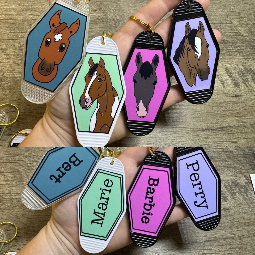 Custom Horse Keychain Etsy