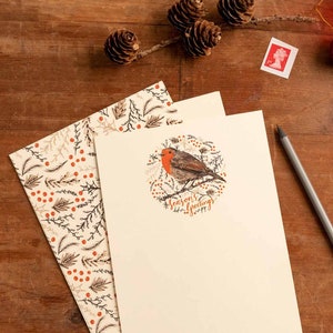 Christmas Letter Writing Set / Holiday Thank You Letters / Christmas Robin Stationery Set / Christmas Eve Letters to Santa