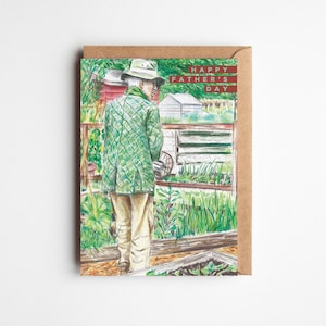 Carte de fête des pères pour les papas jardiniers | carte pour grand-père | Jardin familial