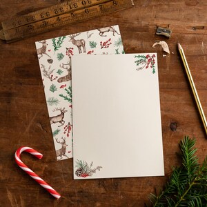 Juego de papel de escritura de renos navideños / Cartas de Papá Noel para niños y notas navideñas / Papelería festiva hecha a mano en el Reino Unido / Cartas navideñas sinceras