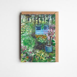 Cartão de cumprimentos do jardim da atribuição | Cartão em branco para jardineiros | Entusiasta de jardinagem cartão comemorativo | Ilustra??o de jardim em aquarela