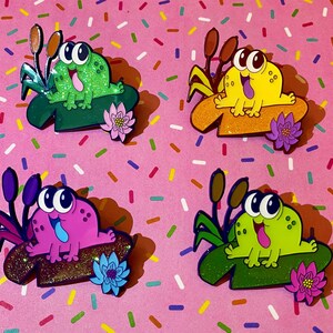 Ultra Cute “Breadwinners” Jelly Cartoon Sparkle Frog Pin