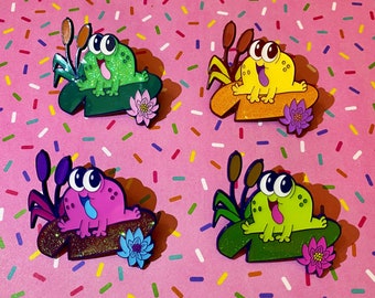 Ultra Cute “Breadwinners” Jelly Cartoon Sparkle Frog Pin