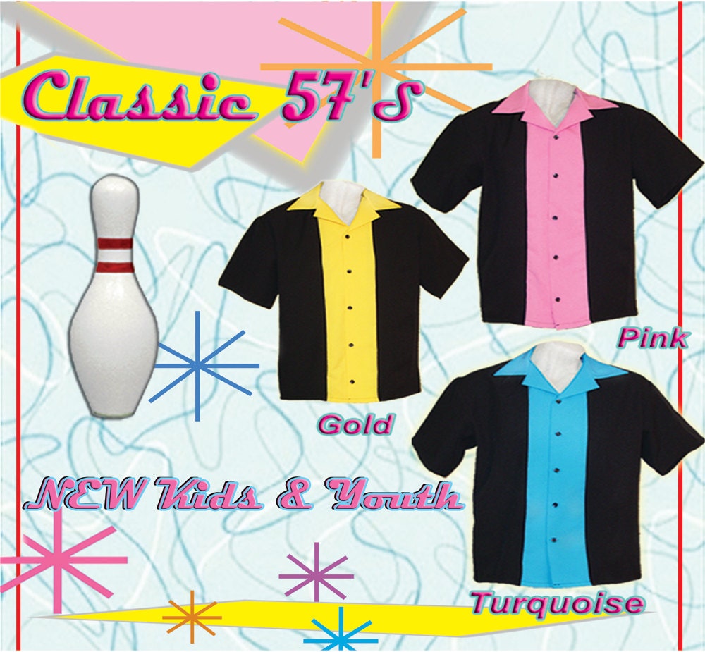 Kids Bowling Shirts Free Shipping Classic 57's in 8 Colors in Kids