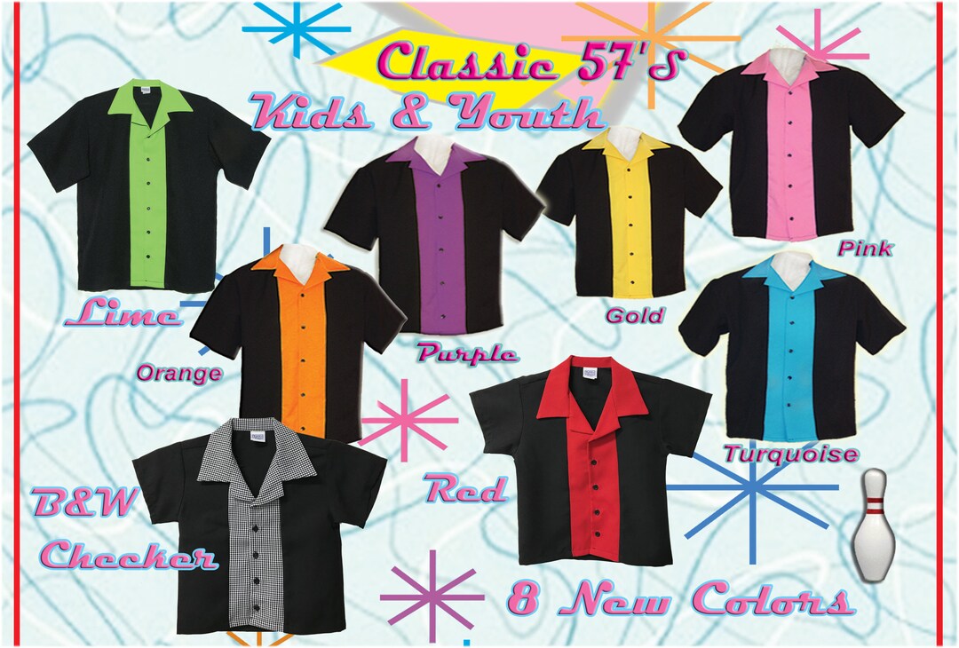 Kids Bowling Shirts Free Shipping Available in 8 New Colors in Kids and