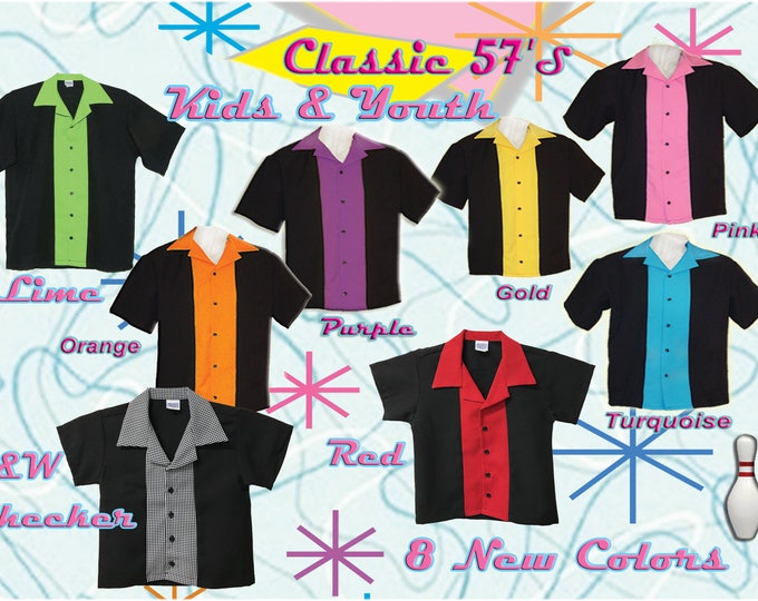 Kids Bowling Shirts - Free Shipping - Available in 8 New Colors in Kids and Youth Sizes