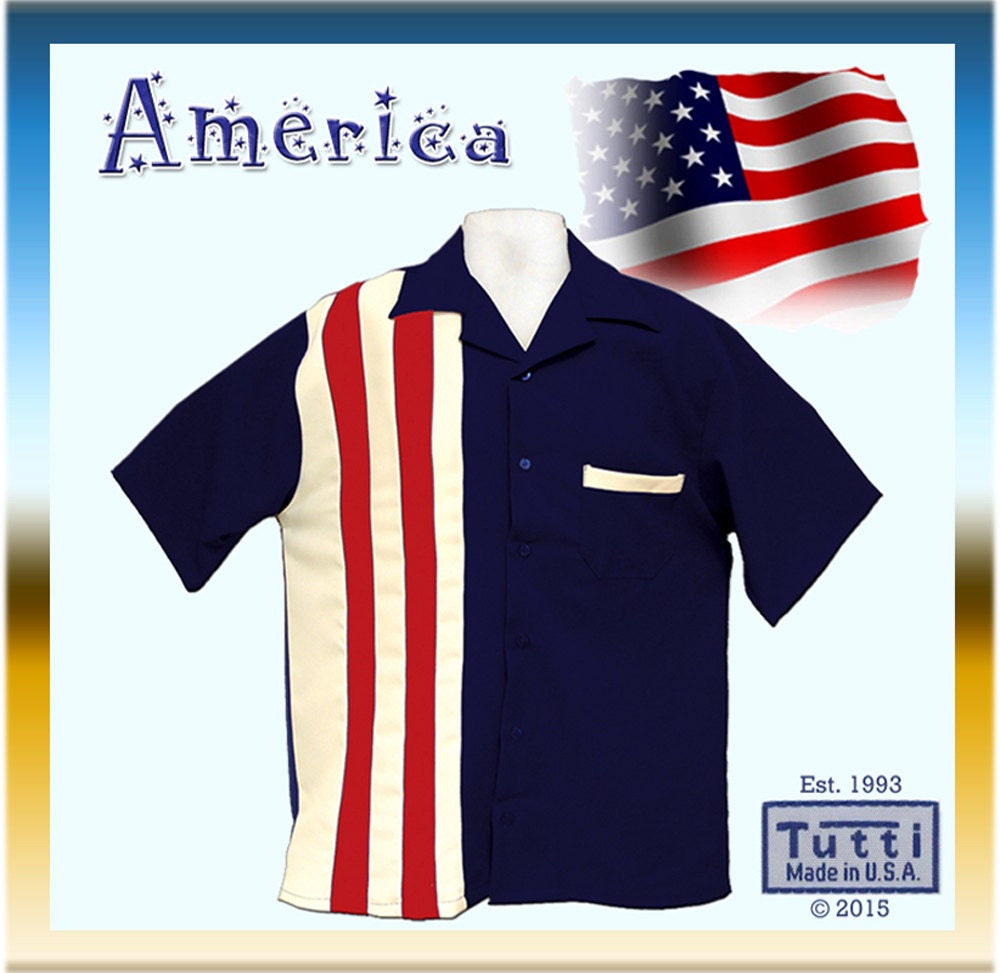 Bowling Style Shirts Free Shipping US Flag Bowling Style Shirts