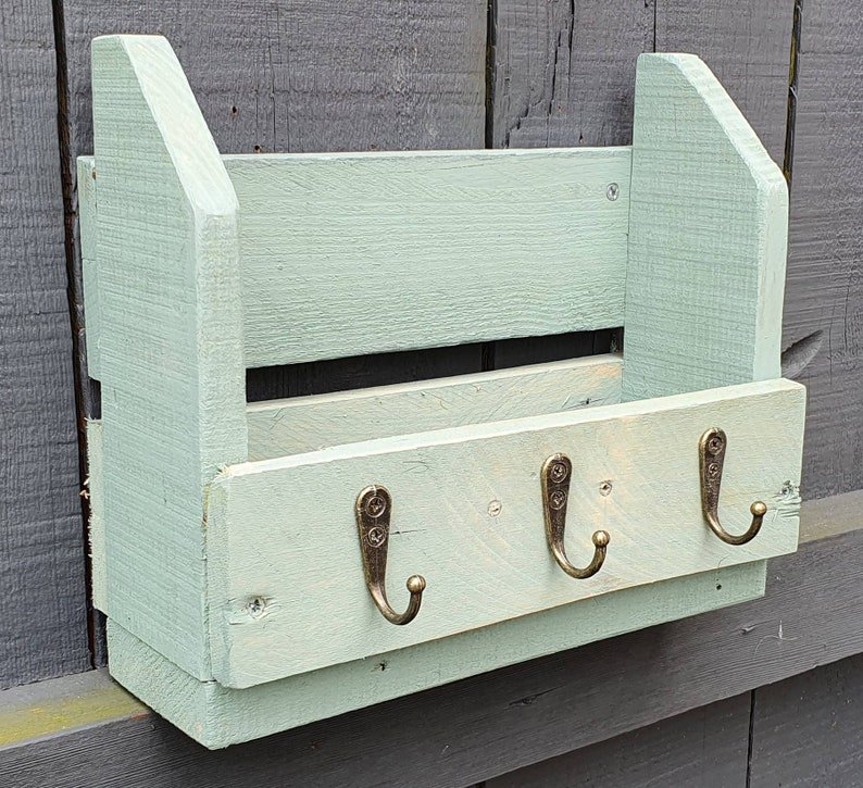 Letter Rack & 3 Key Holder Hooks House Storage Shabby Chic Etsy