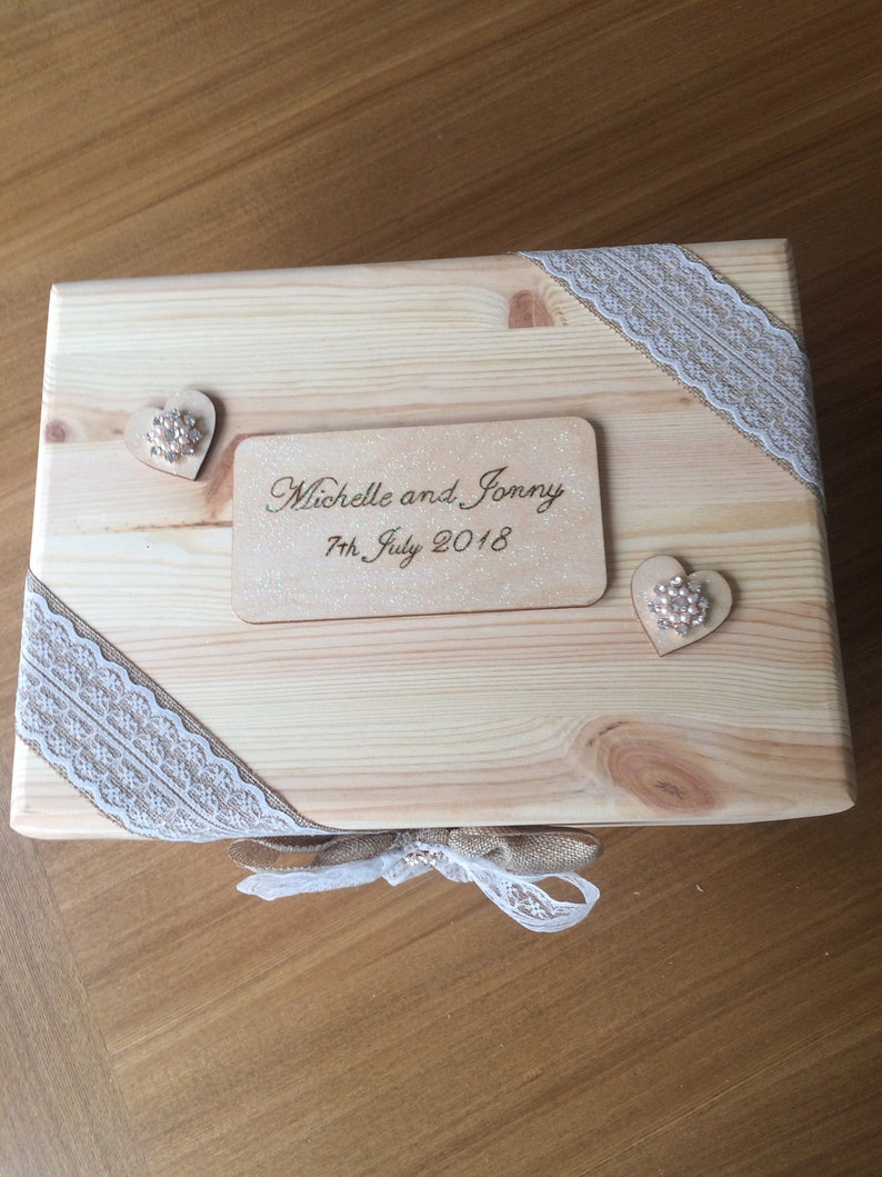 Caja de recuerdos de boda rústica tamaño grande regalo | Etsy