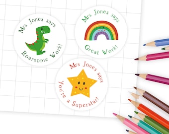 Eco Friendly Personalised Teacher Stickers / School Reward Labels / Educational Praise Stickers